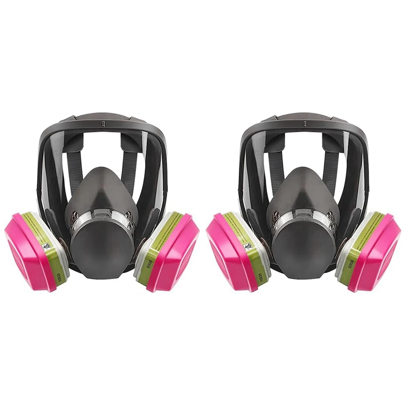 

New-2X Full Face Respirator Mask, 6800 Reusable Respirator Mask With Filters, Anti-Fog, Organic Vapor Respirator