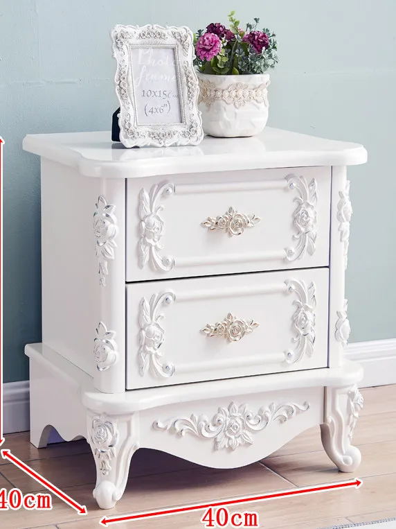 For Bedside table, bedroom engraved paint ivory, bedside table, gold-painted silver-painted small apartment locker