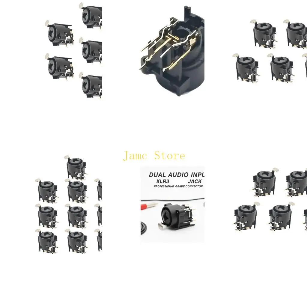 LX0B 1/5/10Pcs 3 Conductor Studio Connector Panel Mount Chassis Connector Secure Locking Mechanism For Home Theater
