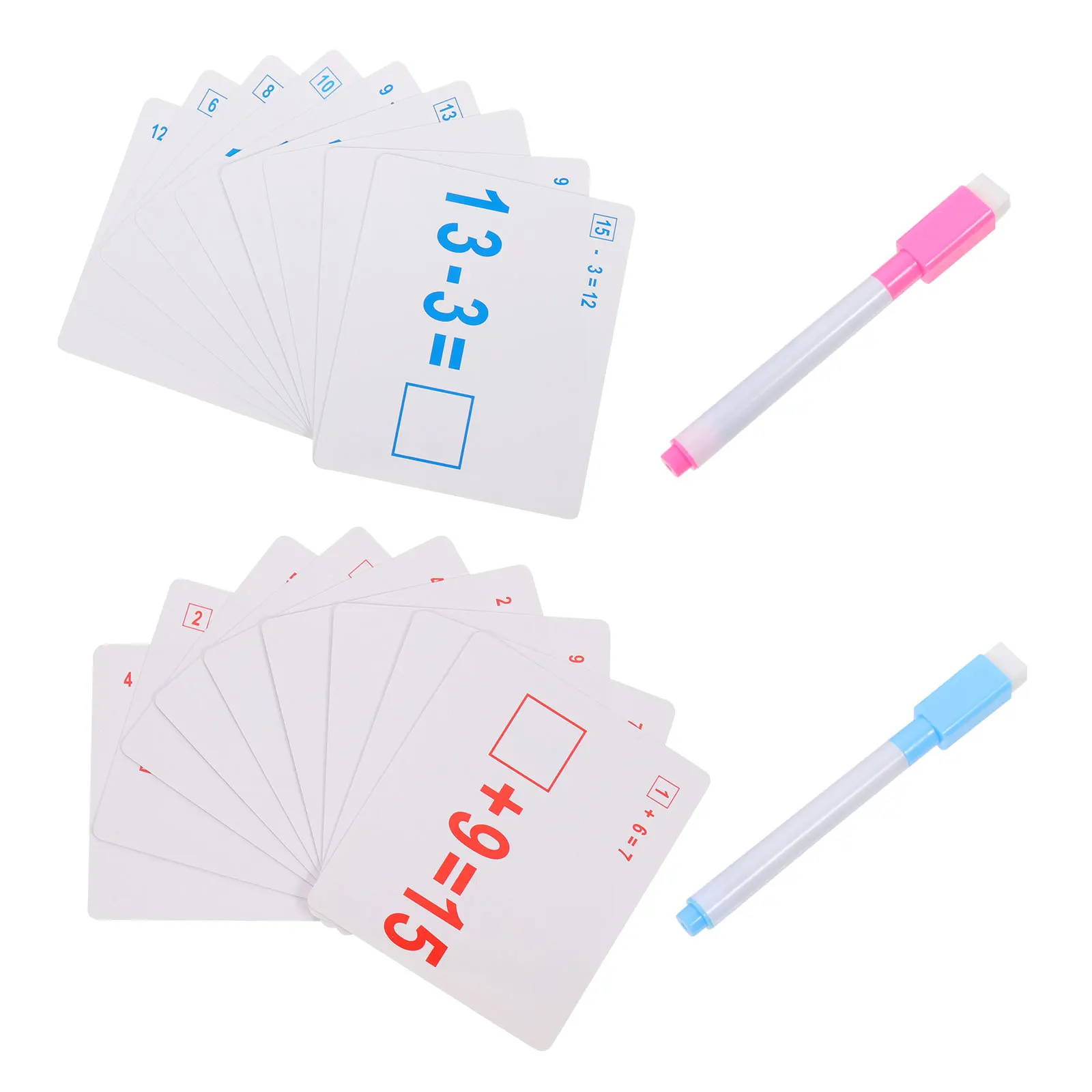 

2 Sets Math Flash Cards Arithmetic Exercise Cards Kids Learning Erasable Educational Supplies Addition Subtraction Practice