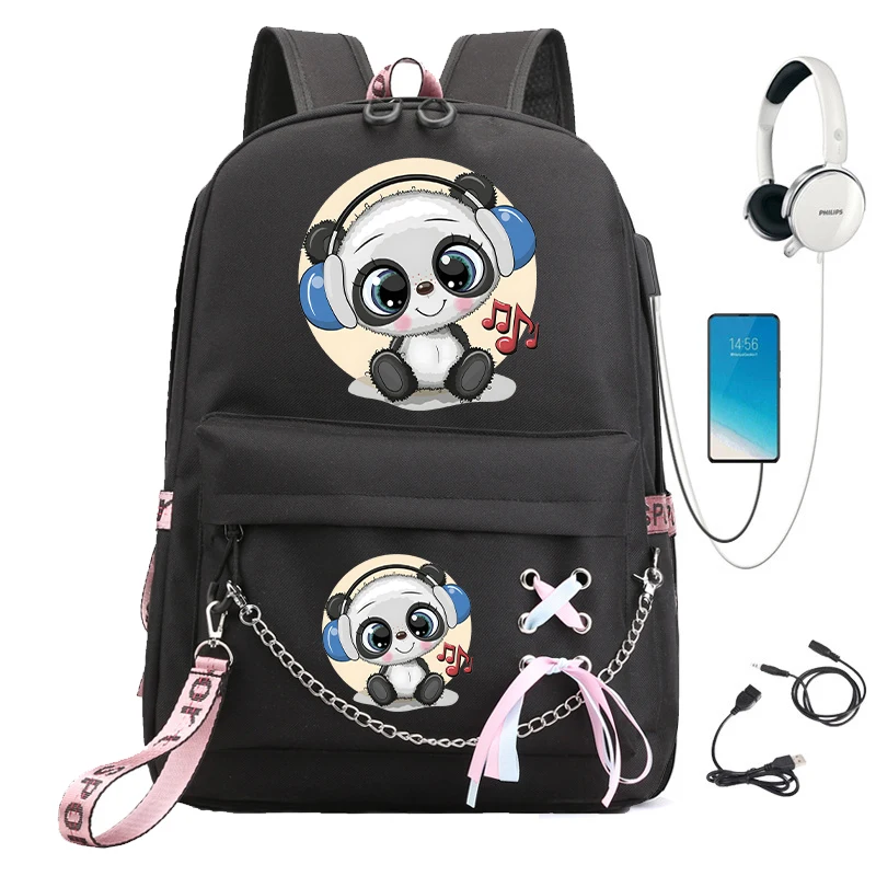 Panda Anime Mädchen Schule Rucksack Taschen Teenager Mädchen Bücher tasche Laptop Travle Bagpack Kawaii süße Rucksäcke Grundschüler Taschen