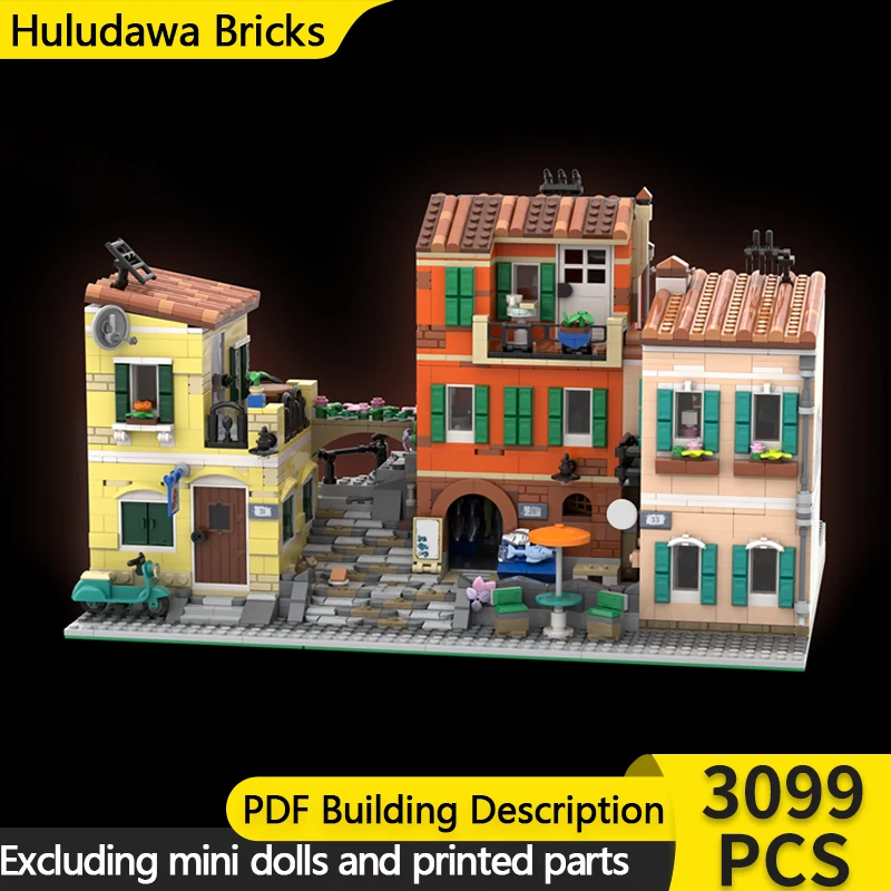 Modelo City Street View, ladrillos de construcción MOC, tiendas cuadradas italianas, tecnología Modular, regalos de vacaciones para niños, juguetes para montar, traje