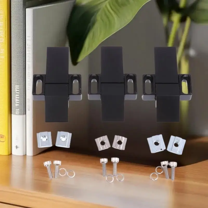 أجزاء تثبيت إطار قفل بمشبك للباب من سبائك الألومنيوم الأسود مناسبة لملف الألومنيوم القياسي الأوروبي 3030 4040 4545