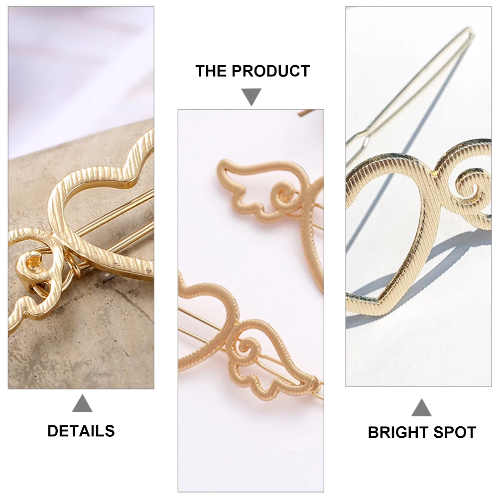 

2pcs Heart Hair Clips Wing Angel Hairpins Stylish Durable Non-Slip Hair Styling Grips Barrettes For Women Punk Hairstyle