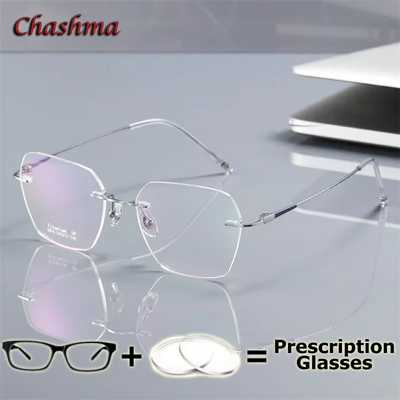 

Chashma Rimless Eyeglasses Receipt Progressive Lenses Men Optical Eyewear Titanium Prescription Glasses Multifocal Spectacle