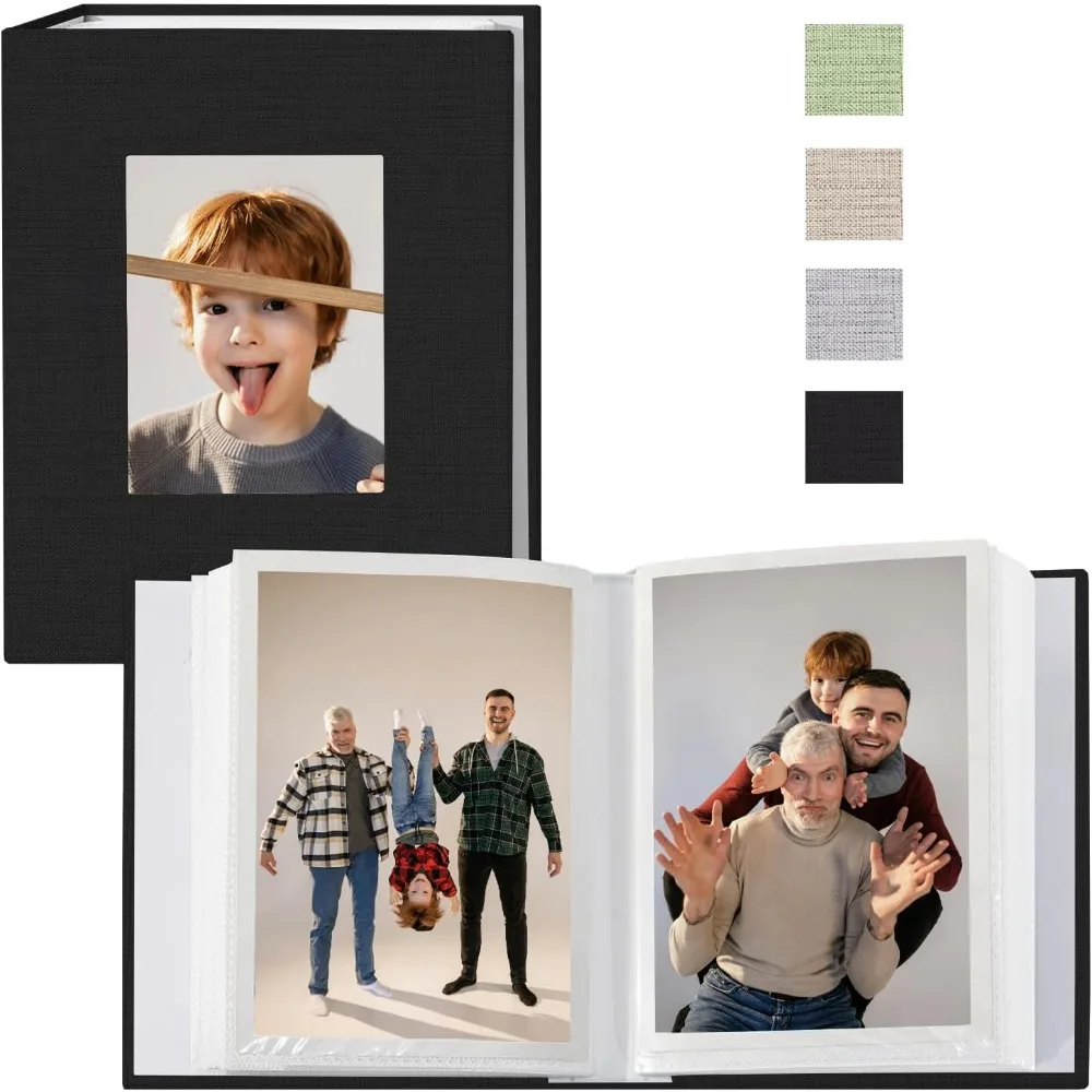 

Small Photo Album 4x6 Photos Book, Linen Cover Mini Photo Book, 50 Page Holds 100 Pictures, photobook for Anniversaries Baby Vac