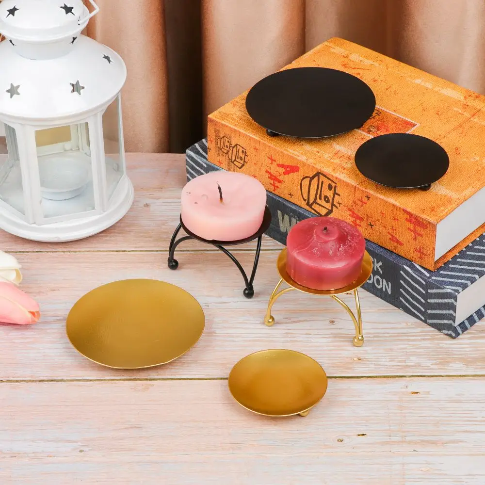 Nordic Style Home Decoration Festival Party Supplies Round Plate Candlestick Candle Holder Craft Candelabra Wrought Iron