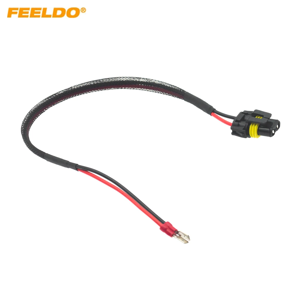 

FEELDO Auto LED/HID Headlight Power Cord Wire Harness H1 To 9006 Car Light Power Cord Wiring Adapter