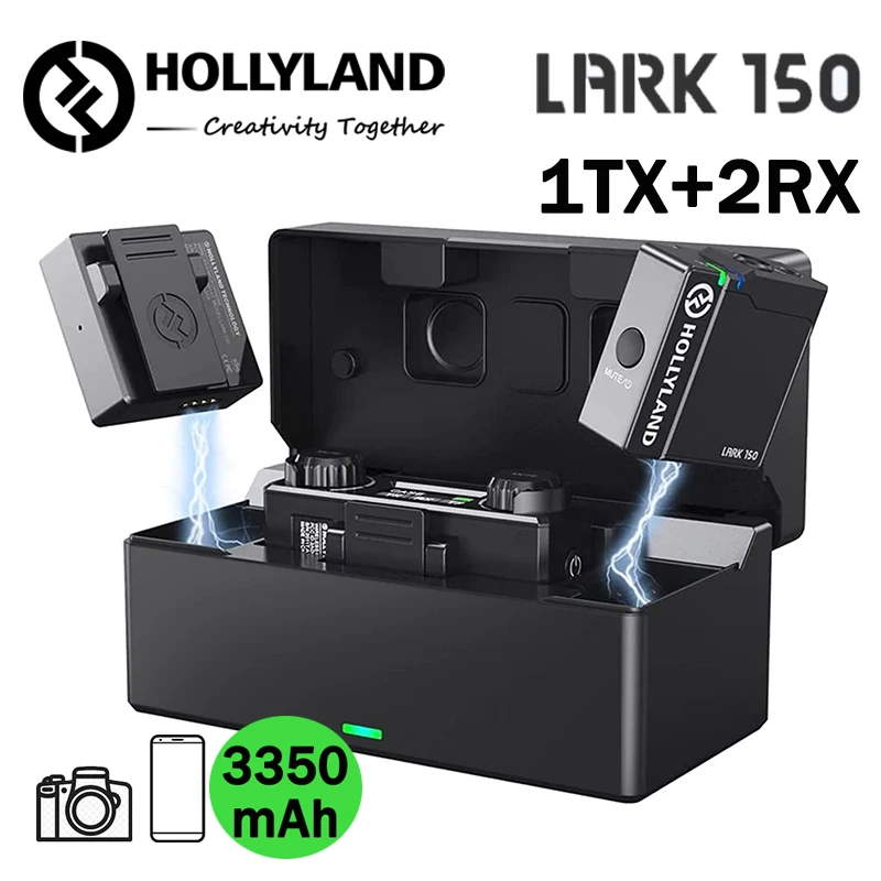 

Hollyland Lark 150 Wireless Lavalier Microphone 2 Send 1 Receive 20.5g for Live Interview Vlog Photography Microphone Kit