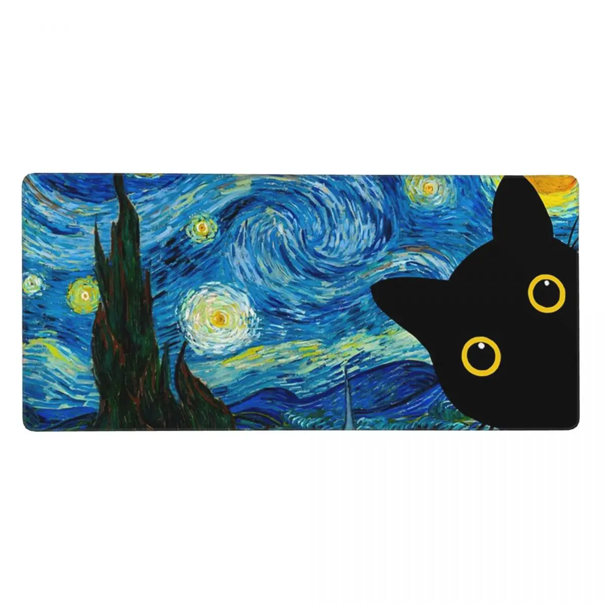 Cat Looks The Starry Night Large Mouse Pad Computer Keyboard Mouse Mat Gamer PC Laptop Desk Mat Office Accessories Table Mats