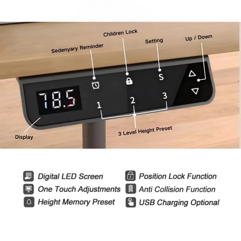 Luxo ergonômico inteligente sentar levante-se mesas de mesa duplo motor sentar suporte elétrico altura ajustável quadro de mesa