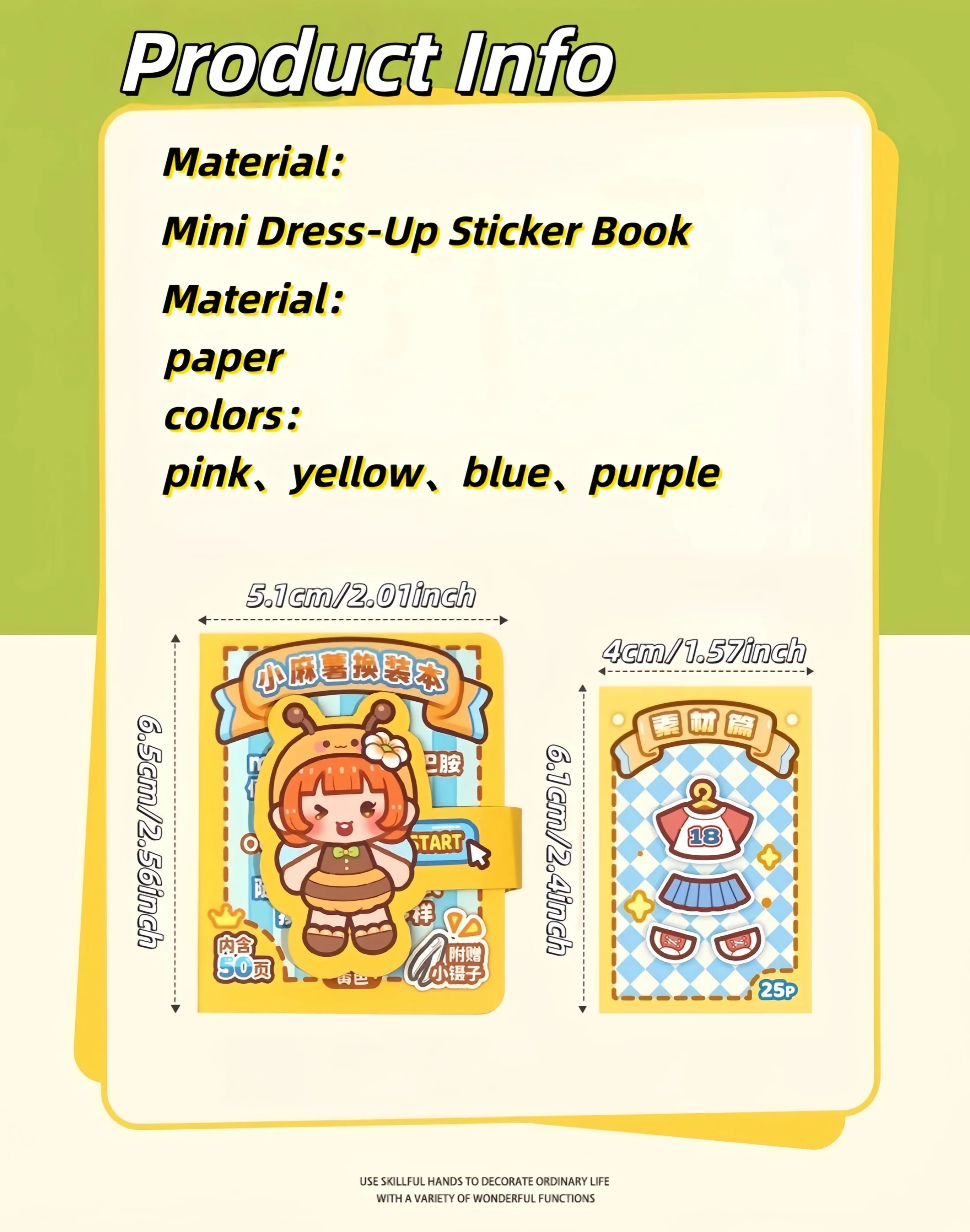 1 Mini Dress-Up Sticker Book, Small Bean-Sized Notebook, Easy to Carry in Your Pocket, Cute No-Cut Stickers for Journals, Creative Scene Dress-Up Sticker Book image 5