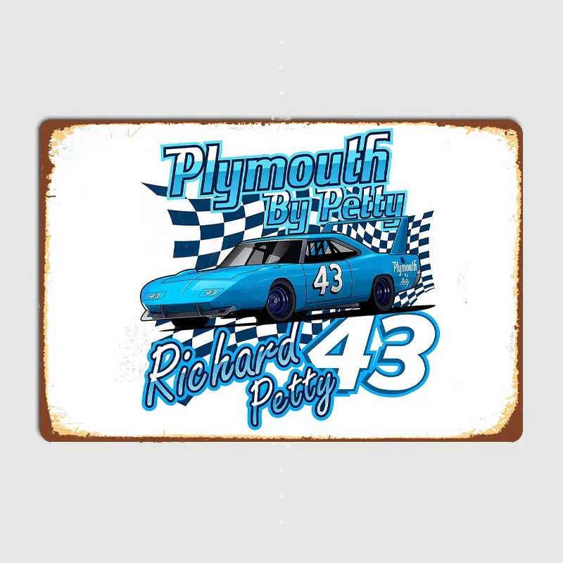 Plymouth By Petty - Richard Petty Nascar Racing Poster Metal Custom Sign Living Indoor Decor Room Decoration Posters Home Decor