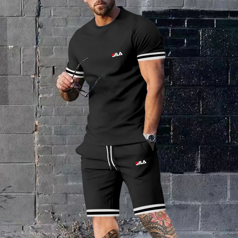 Summer New Brand T-shirt Fashion Men\'s Sportswear Short Sleeved T-shirt + Sports Shorts Casual Jogging Suit Men\'s Two-piece set