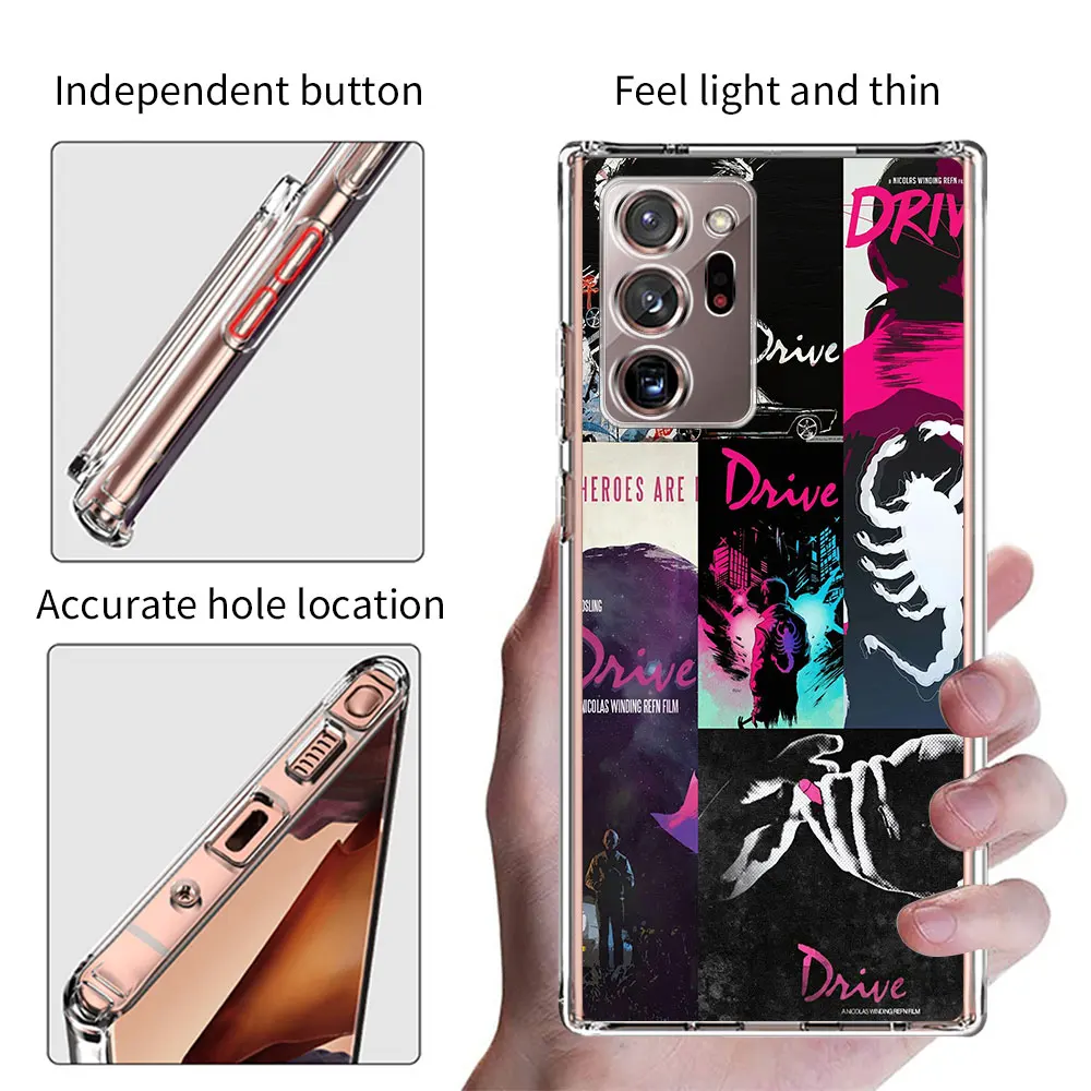 Movie Drive Ryan Gosling Art Case for Samsung Galaxy Note 20 Ultra 5G 10 Plus 8 9 10 Lite Transparent Soft Phone Cover M52 J4 J6