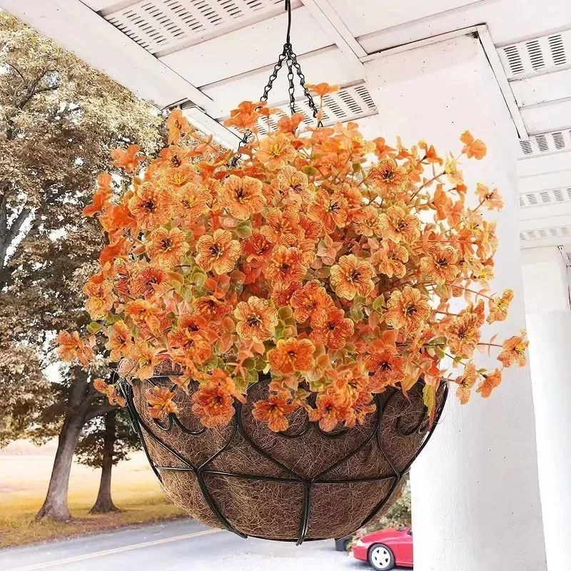 1 Bundle Artificial Fall Flowers Faux UV Resistant Fake Flowers for Vase Window Box Outside Porch Home Patio Garden Decoration