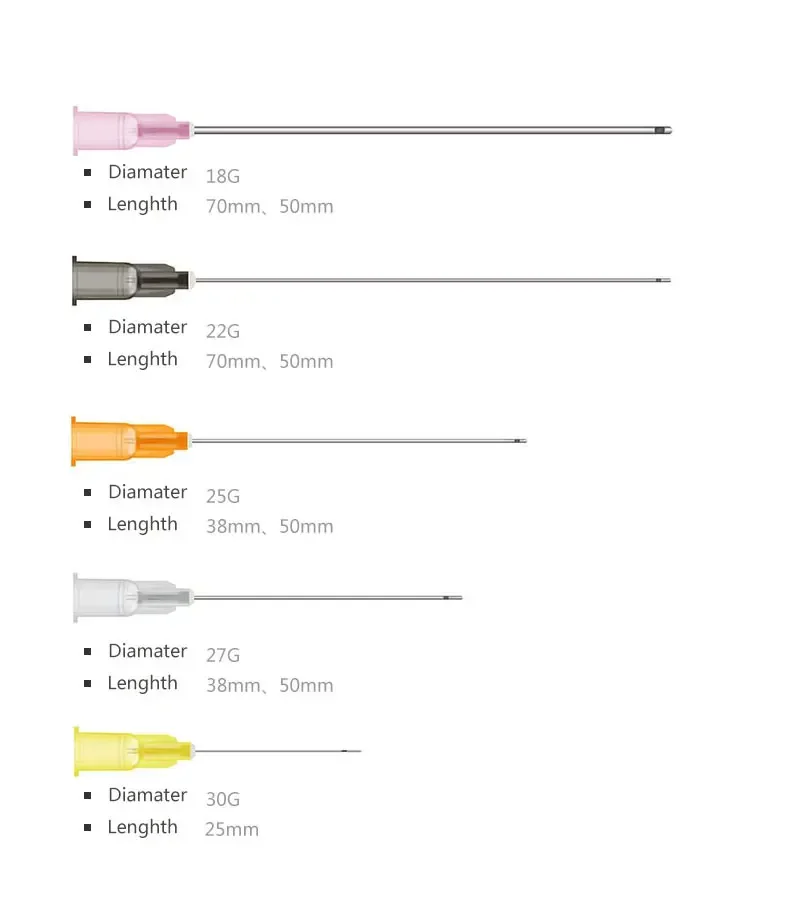 Factory disposable blunt tip cannula insertion tube 14G 100mm 18GB 100mm 22g 23G 25G 27G 30G0 insertion tube tool accessories