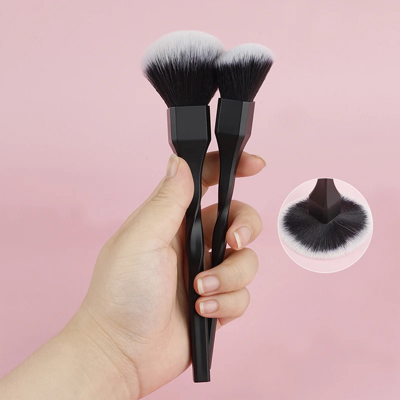 Professional Spiral Makeup Brush - Soft Synthetic Kabuki Brush for Liquid Powder Foundation & Blush, Luxury Face Cosmetic Brush