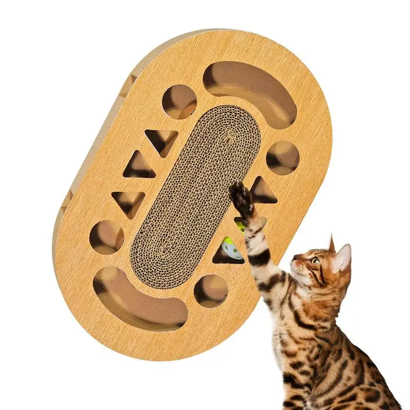 Cat Scratcher Cardboard Scratch Pad With Catnip Bell Ball Multiple Shapes Corrugated Cat Scratcher Box For Relieves Boredom