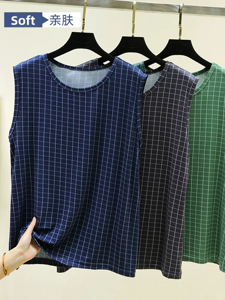 Men's Modal Tank Top Summer Loose Sleeveless Home Base Shirt Outerwear Middle-aged Youth Hurdling Sports Sweatshirt