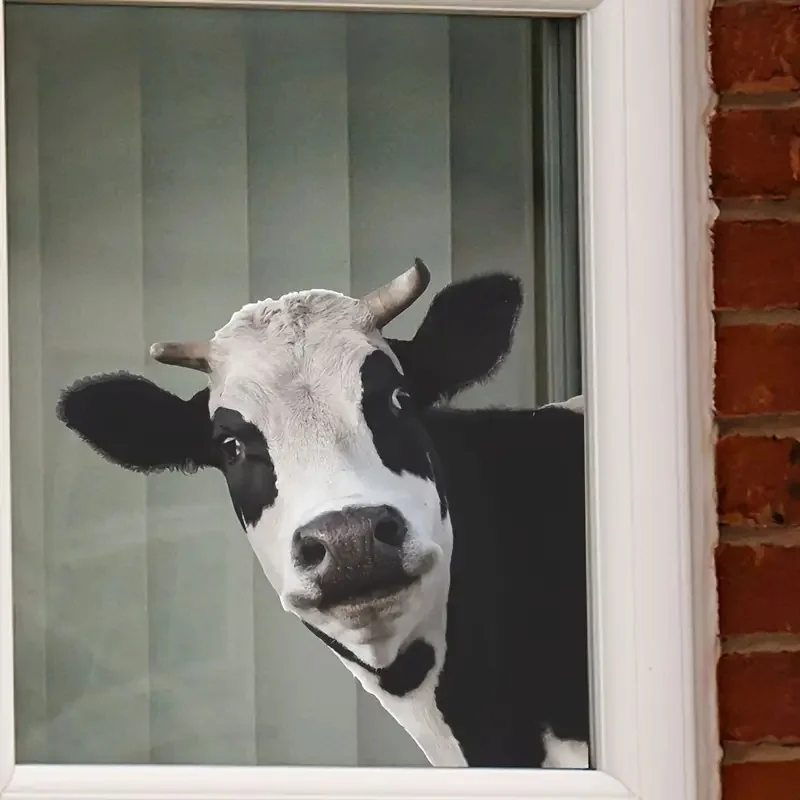 Funny Black and White Cow Stickers, Art Wall for Home, Cabinet, Refrigerator, Door, Toilet,Decoration, Vinyl Car Decals, Outdoor