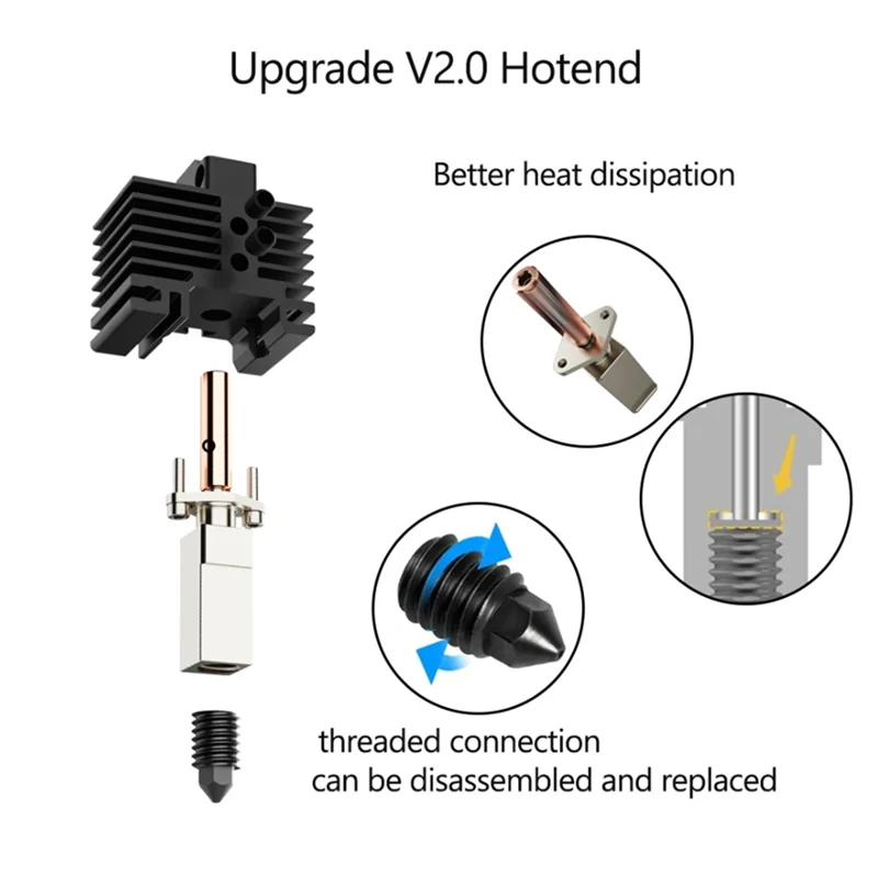 

A13E-для Bambu Lab X1 X1C 3D-принтер Hotend Комплект с охлаждающим вентилятором Печатающая головка V2.0 и биметаллическими насадками Детали для 3D-печати
