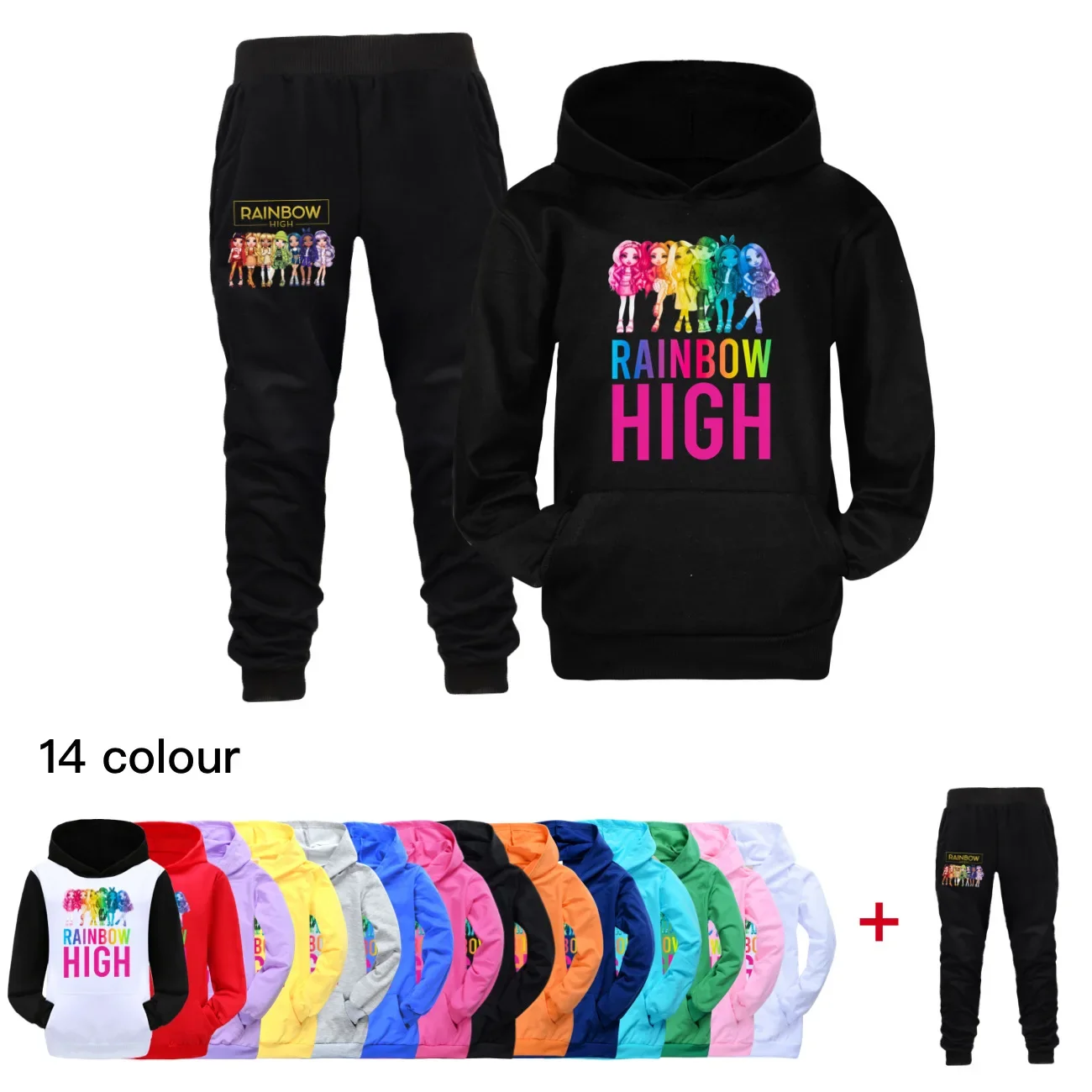 

Hoodies Kids Coat Boys Sweatshirts Pullover Outerwear Rainbow High Hoodie Girls Jacket Streetwear Hoody Boys Clothes 3415