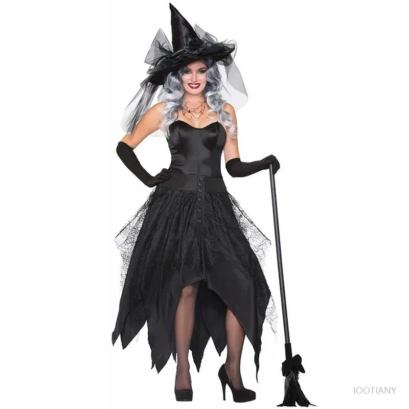 Adult Evil Witch Purim Halloween Carnival Party Cosplay Costume Performance Devil Wizard Vampire Gothic Dress