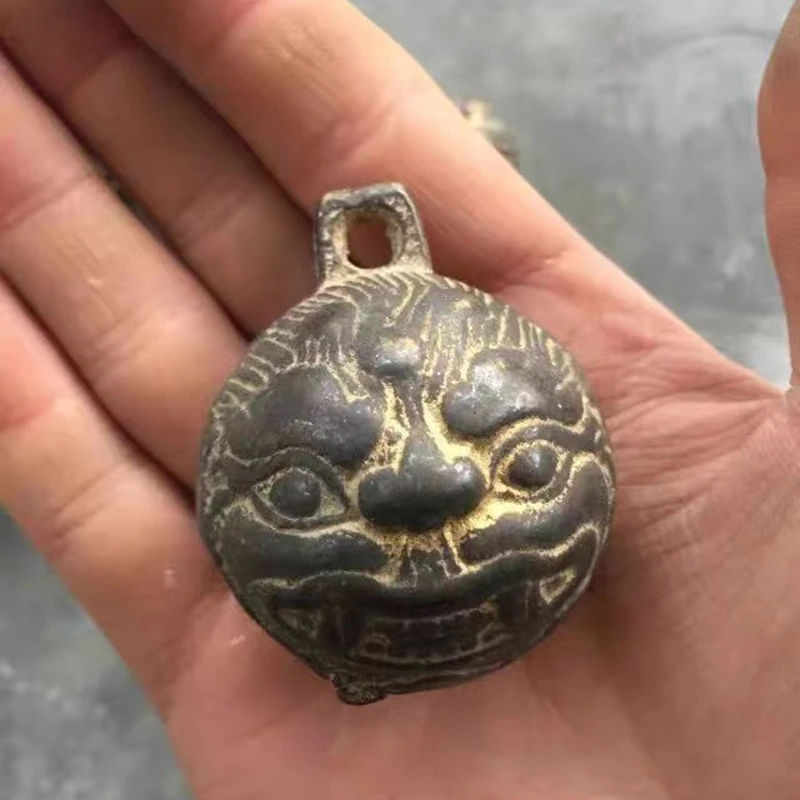 Qing Dynasty tiger head copper bell / horse bell, antique collection,1pc