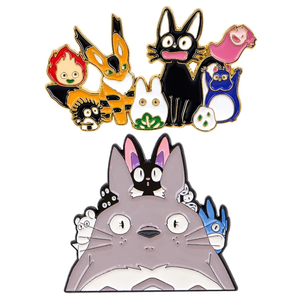 Cute Totoro Enamel Pin Cartoon Black Cat Brooches Lapel Badges Briefcase backpacks Accessories Decoration Jewelry Gifts