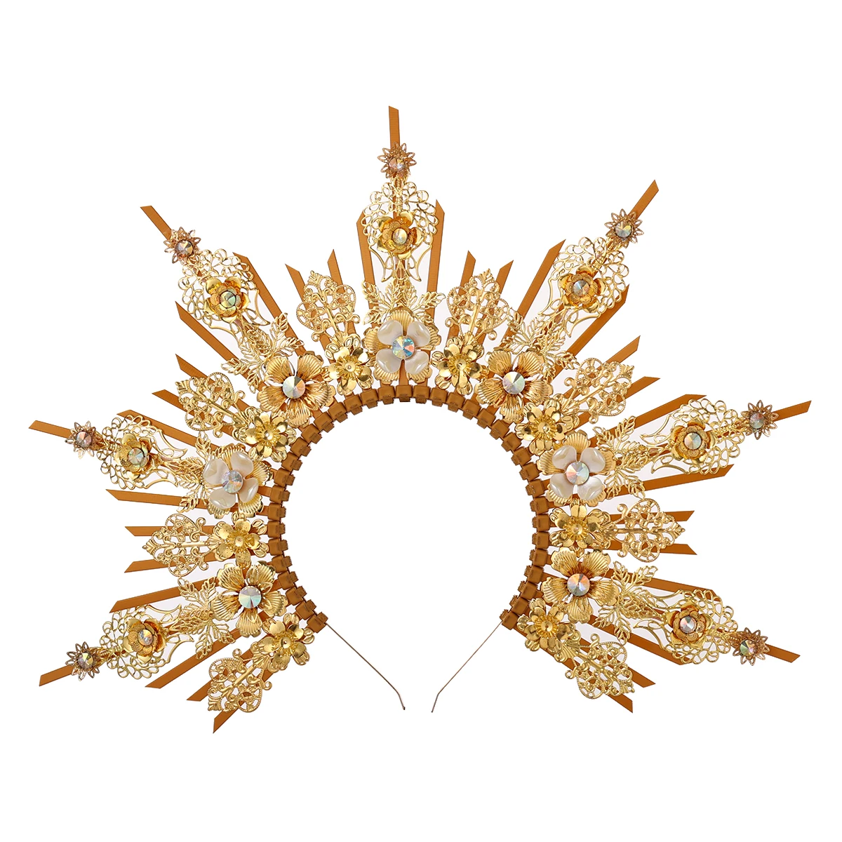 ゴシックヘイロークラウンロリータヘッドバンドハロウィンヴィンテージ太陽の女神バロックヘイローかぶと