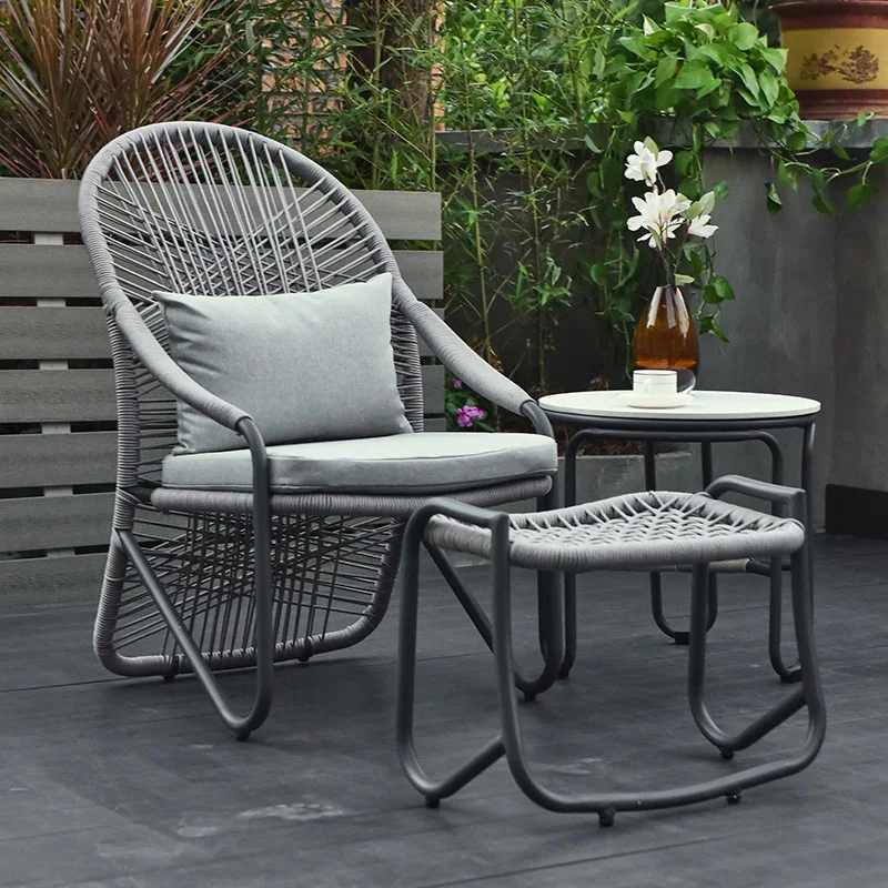 

Balcony small Nordic rattan chair three-piece set outdoor waterproof waterproof leisure sun room