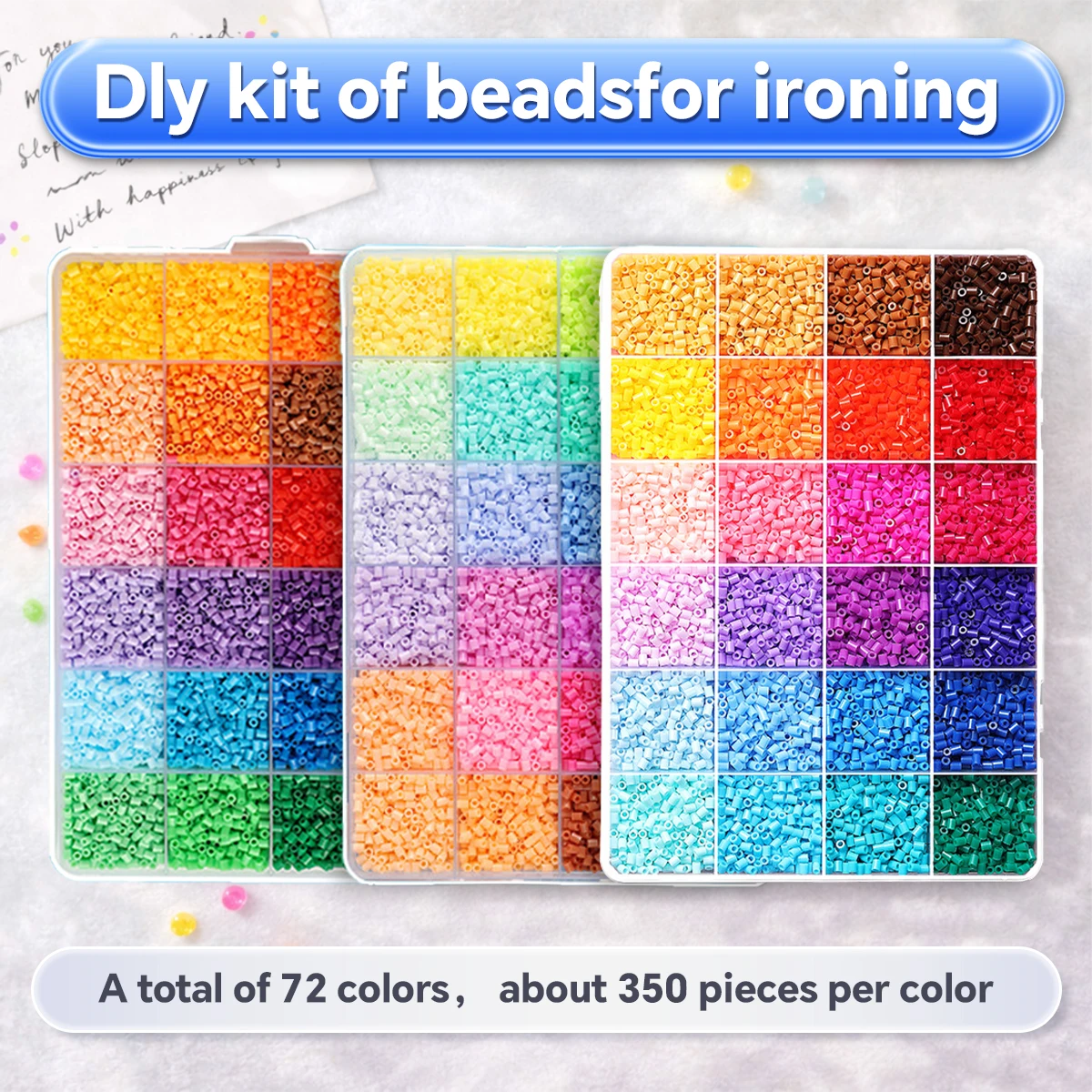 2,6mm Bügelperlen-Set 144 Farben All-in-One Mini-Perlen-Set mit Steckplatten, Mini-Bügeleisen, Pinzette Pixel-Art DIY Bastelset für Erwachsene