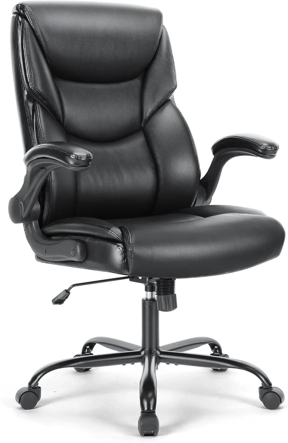 OLIXIS Home Office Chair - Big and Tall Chair for Office, High Back Ergonomic Executive Desk Chair, PU Leather Flip-Up Armrests