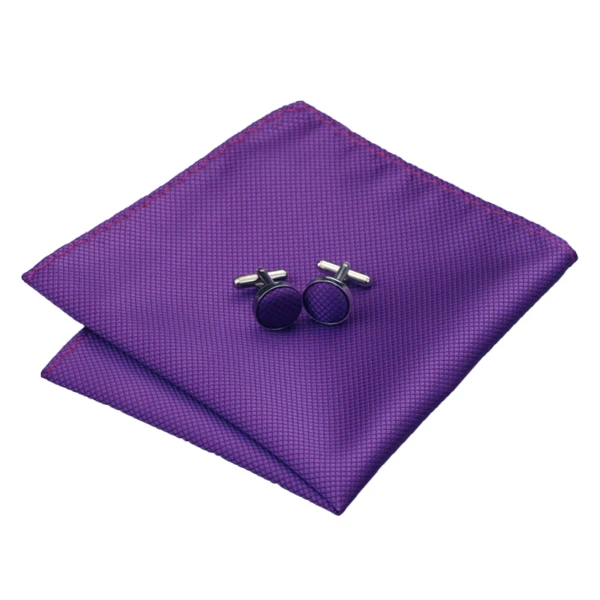 Фиолетовый однотонный мужской галстук, носовой платок, запонки, комплект, жаккардовый галстук для мужчин, мужские свадебные деловые галстуки, формальный подарок для папы, мужа