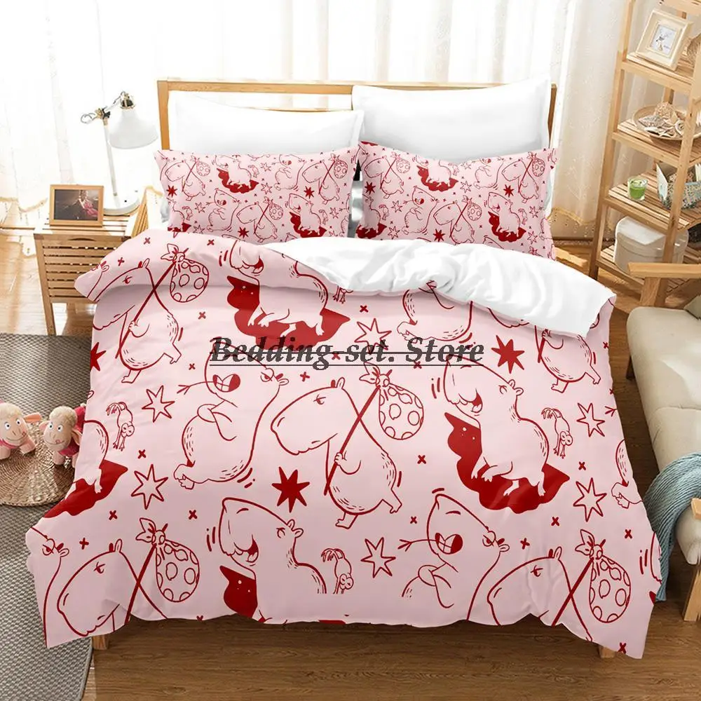 Kawaii Capybaras Bedding Set Single Twin Full Queen King Size Bed Set Aldult Kid Bedroom Duvetcover Sets 3D Anime Bed Sheet Set