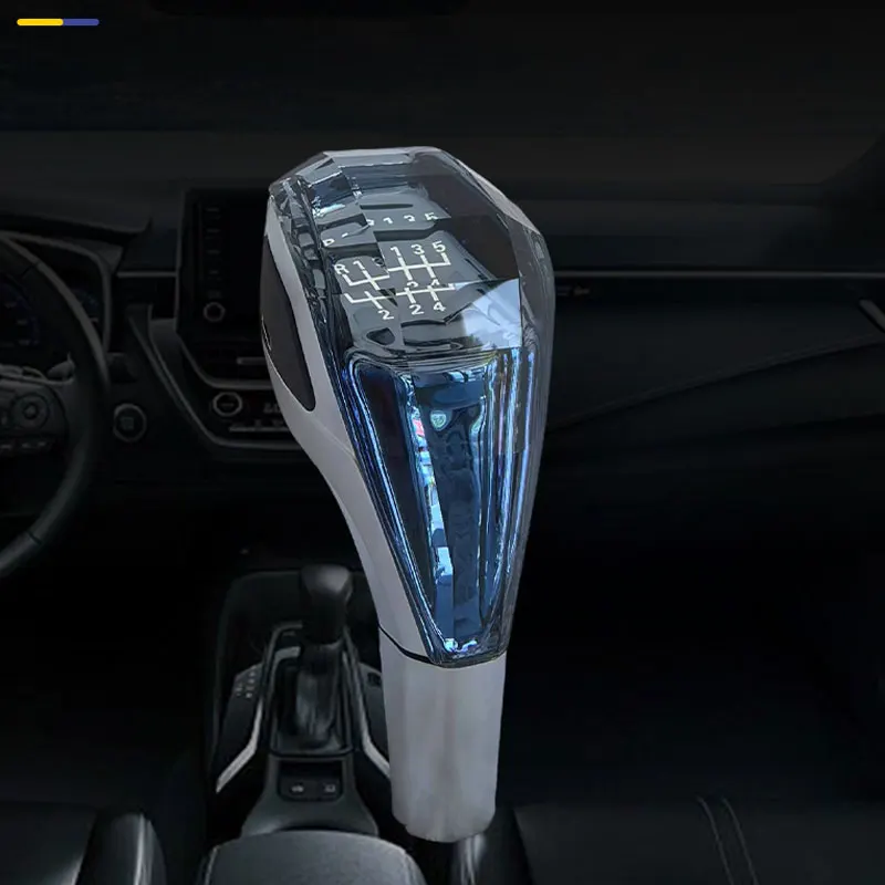 

Universal Car Crystal Modified Gear Shift Knob Lever Handball Automatic/Manual Shifter Lever 5 Color LED Light W/USB Charger