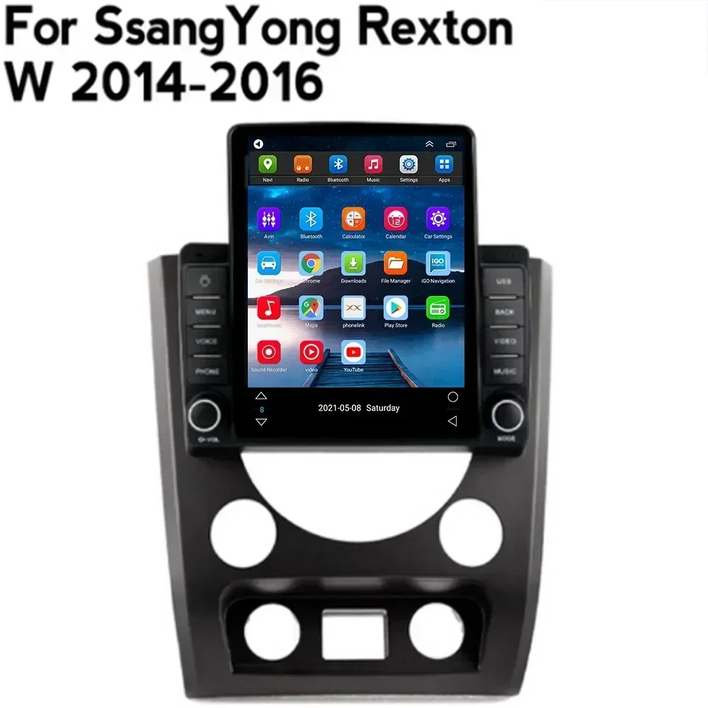 Android 13 For Tesla Style Vertical Screen Car Radio Stereo Multimedia Audio Player for SsangYong Rexton W 2014-2036