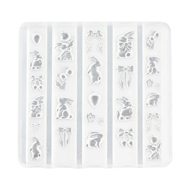 

E21F Reusable Soft Art Silicone Mold For Making Adorable Rabbit And Fruit Shaped Charms And Accessories