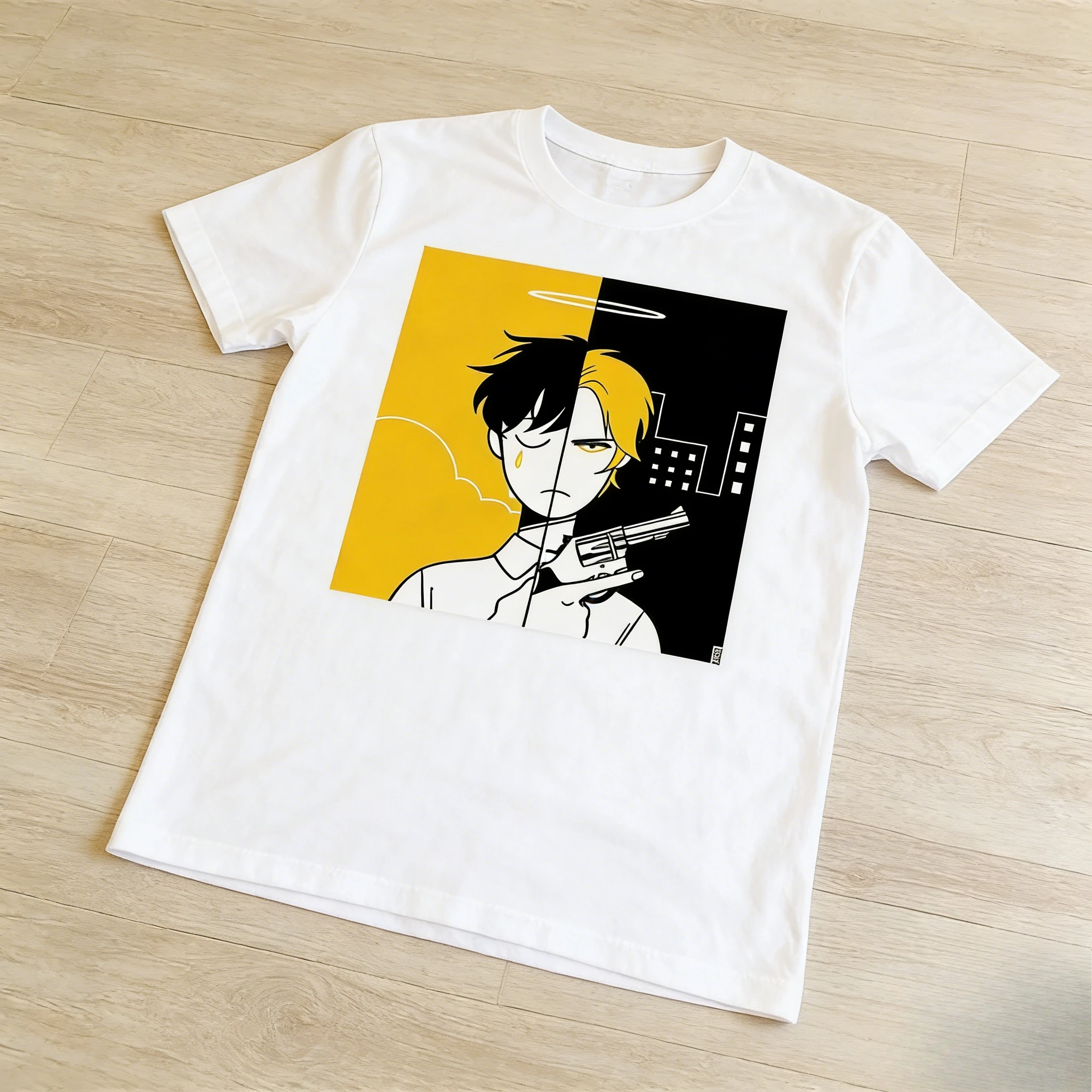 الموز الأسماك Harajuku نمط ACG أنيمي ميرش الوزن الثقيل القطن تي شيرت أنيمي مستوحاة الجرافيك قصيرة الأكمام للجنسين الجرافيك القمصان #1