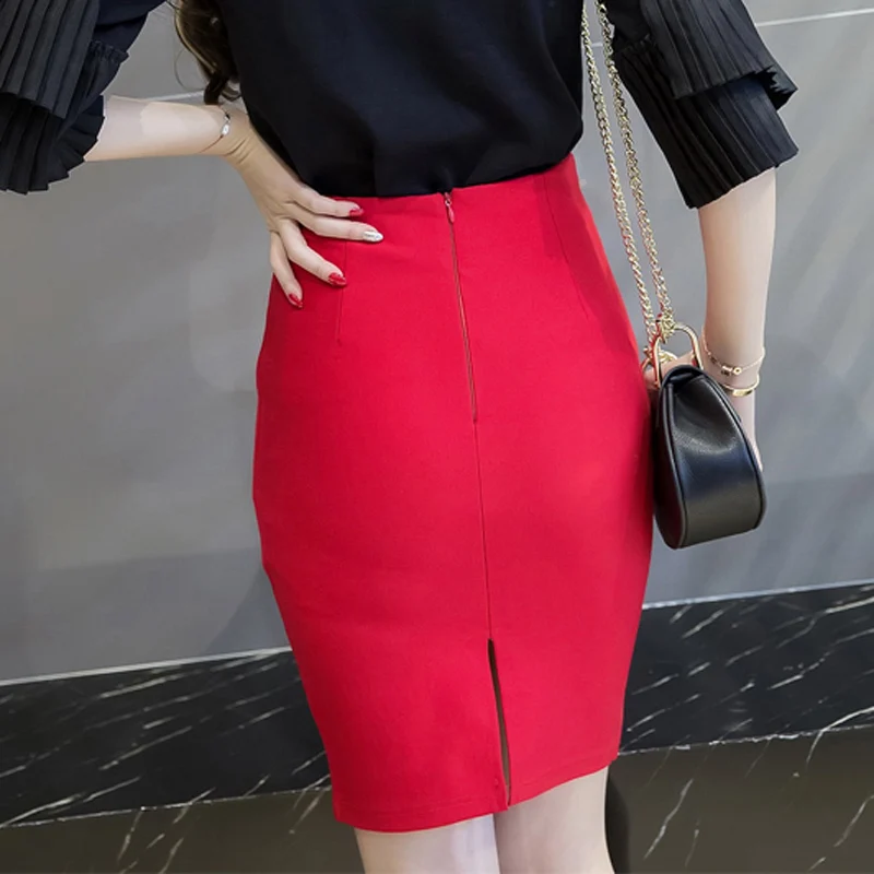 Package Hip Skirt Elastic High Waist Slim OL Business Large Size Code One Step Skirt
