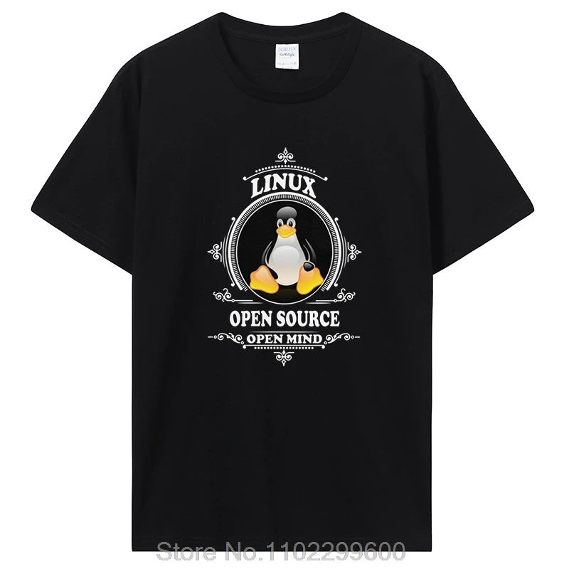 Funny Linux Shirt Open Source Open Mind Tshirt Men Short Sleeve Penguin Developer Programmer Ccoder T-Shirt Cotton Tee Top