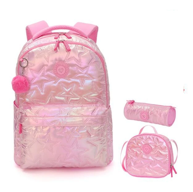 Mochila escolar para ordenador portátil de 15,6 pulgadas con fiambrera, conjunto de bolsa para lápices, mochila de viaje para niñas, mochila de 3 uds para chicas adolescentes