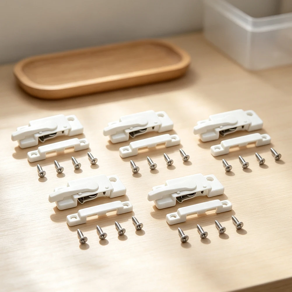 Zinc Alloy Sliding Window Lock Set Delivered in Multi-Pack Configuration for Vinyl Aluminum and PVC Window Replacement Needs