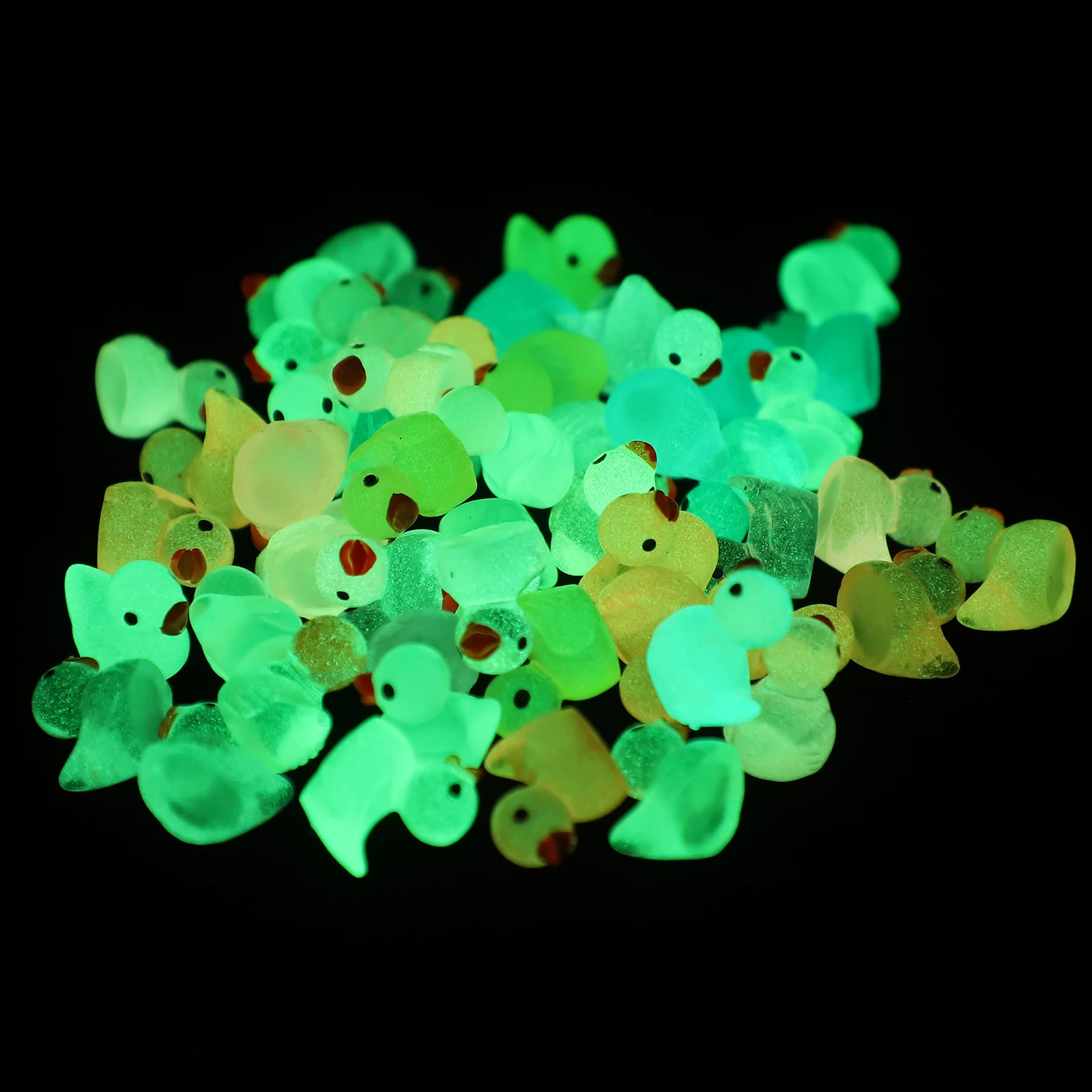 

50Pcs Glow in The Dark Small Resin Duck Decoration Creative Garden Outdoor Scene Desktop Yard Landscaping Ornament