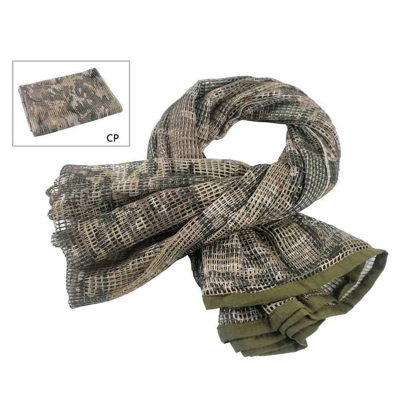 Tactical Scarf Camouflage Mesh Neck Scarf  Sniper Face Scarf Veil Shemagh Head Wrap for Outdoor Camping Hunting