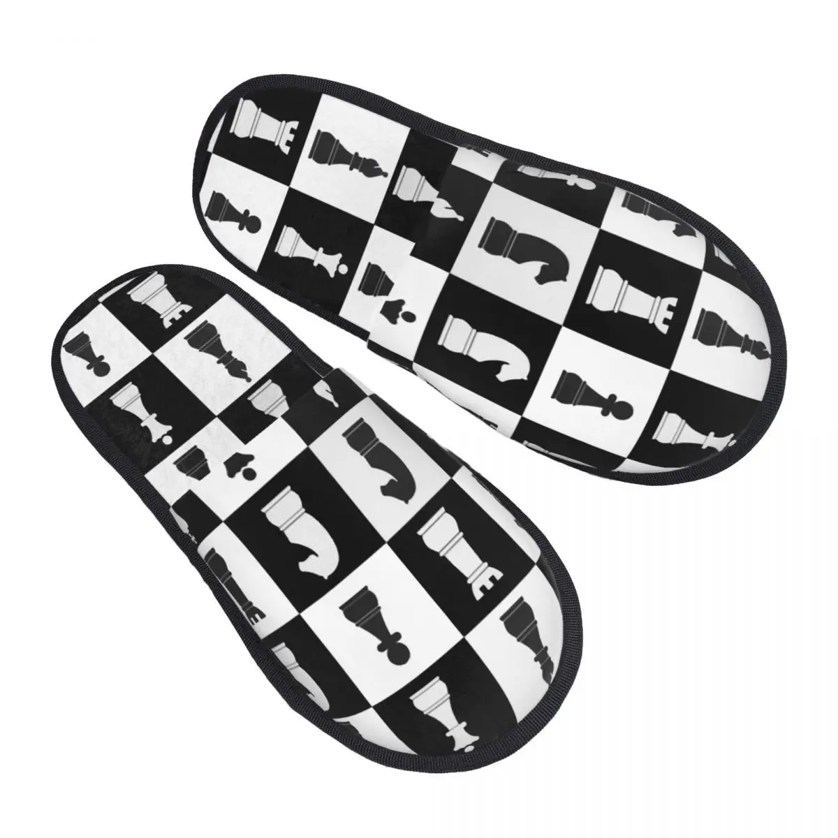 Black And White Chess Stuff Men Women Furry slippers,fashion Color printing special Home slippers,Neutral slippers