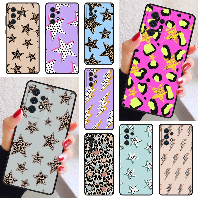 Pink Blue leopard Dalmatian Spots stars Case Cover For Samsung A52 A72 A73 A20e A21S A50 A70 A11 A12 A42 A31 A40 A51 A71 A32 A80