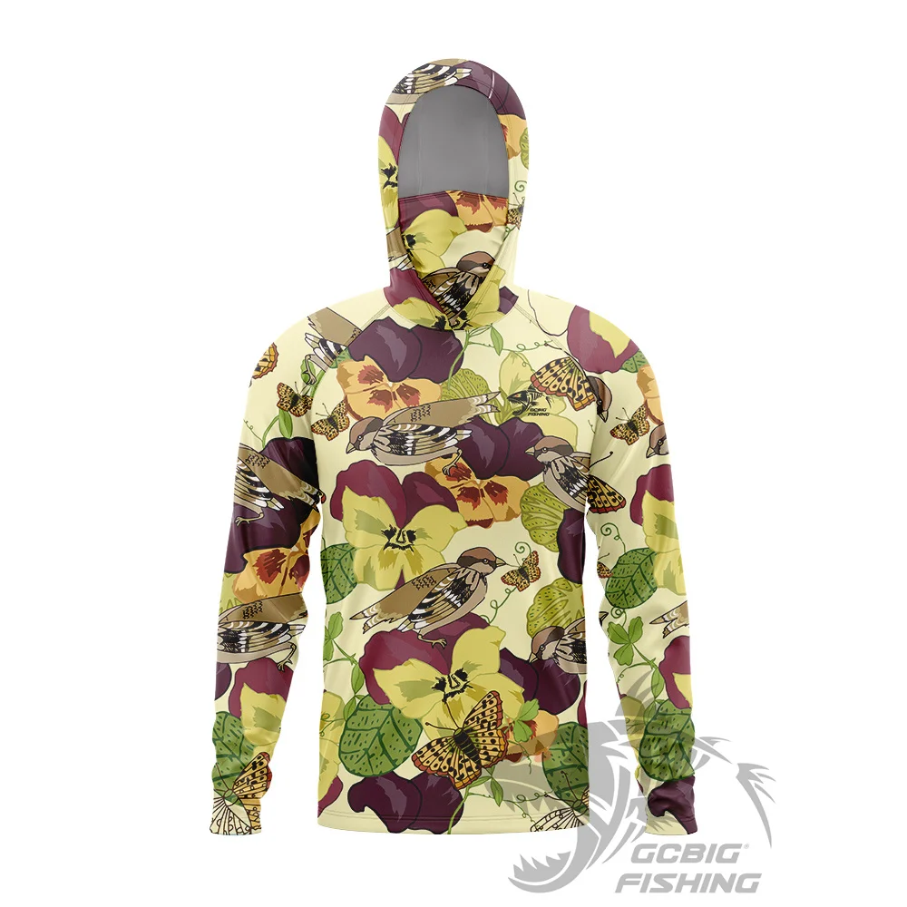 GG pesca en el mar hombres de manga larga pesca Sudadera con capucha camisetas Anti-Uv protección solar sudaderas con capucha máscara facial ropa caza camuflaje de la selva