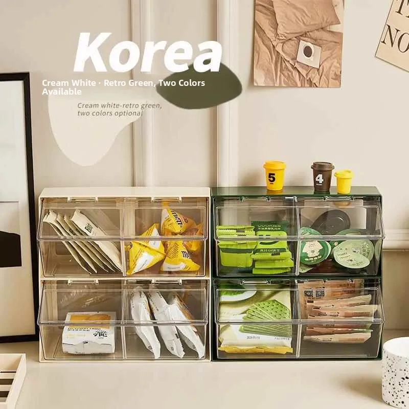 

Acrylic Tea Bag Storage Box with Lid Dustproof Desktop Organizer for Office Coffee Milk Tea Supplies Clear Organizer Ra